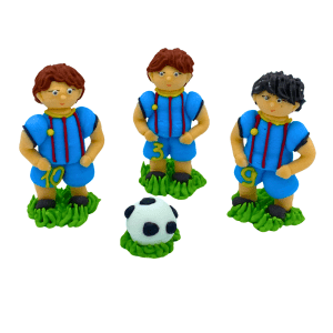 Figurki Cukrowe Piłkarzy z Piłką w Niebieskich Spodniach