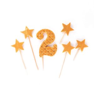 Cyfra 2 Na Tort Urodzinowy Toppery Złote Gwiazdy