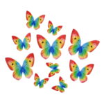 Motyle dekoracje waflowe tęczowe 10 szt
