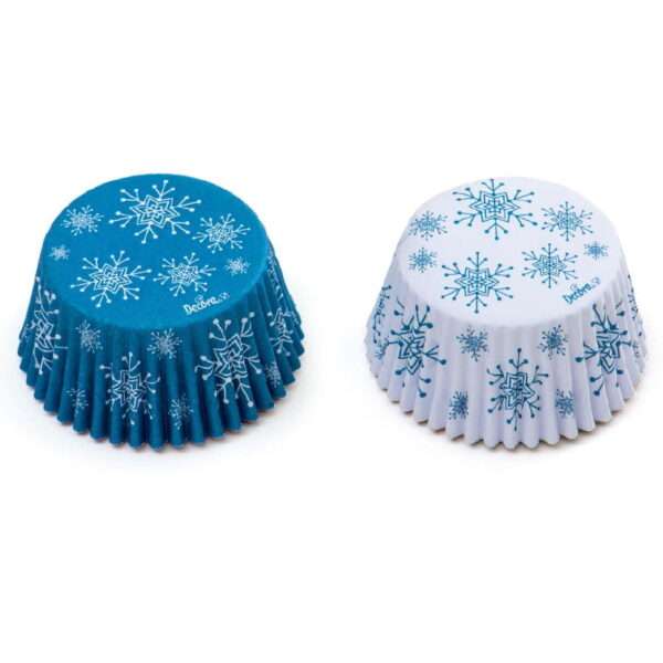 Papilotki do muffinów biało-niebieskie zestaw 36 szt śnieżynki