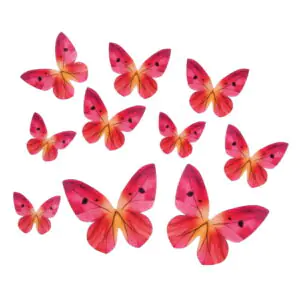 Motyle dekoracje waflowe różowe 10 szt