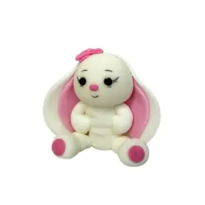 Figurka cukrowa Zajączek biało-różowy dziewczynka z kokardą