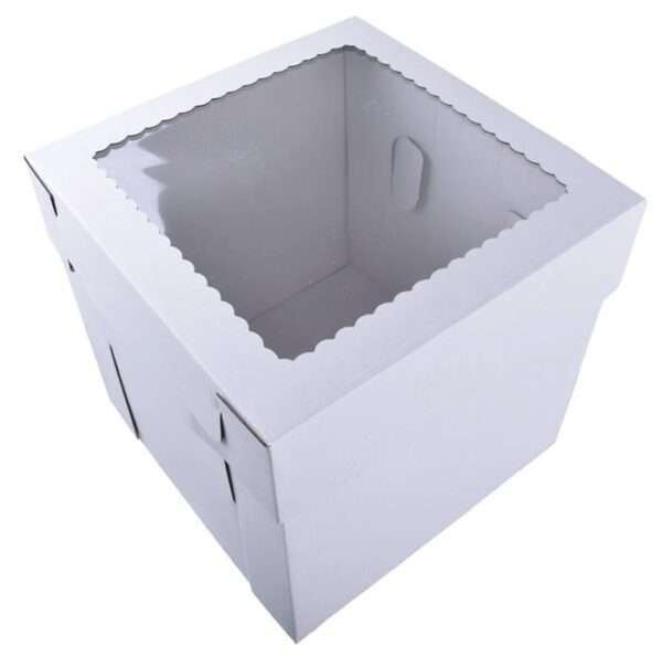 Pudełko na tort 30x30x15cm WYSOKIE białe z oknem MOCNE 3W
