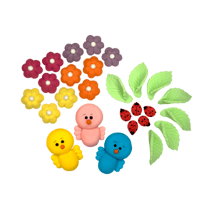 Zestaw dekoracje cukrowe: Kolorowe ptaszki figurki cukrowe