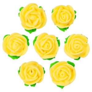 Zestaw dekoracje cukrowe: Róże żółte z listkami figurki cukrowe