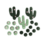 Figurki cukrowe: Kaktusy i sukulenty na tort - dekoracje cukrowe