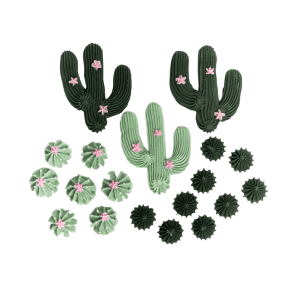 Figurki cukrowe Kaktusy i sukulenty na tort - dekoracje cukrowe