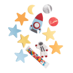 Figurki cukrowe Kolorowy kosmos Kosmonauta Rakieta Gwiazdy