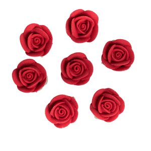 Kwiaty cukrowe Róże czerwone z listkami dekoracja na tort