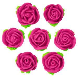 Zestaw dekoracje cukrowe: Róże malinowe z listkami figurki cukrowe