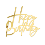 Topper na bok tortu Happy Birthday złoty lustrzany DIY 1 szt.