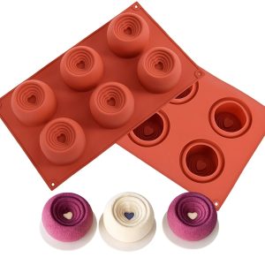 Forma silikonowa do monoporcji SPIRALA Z SERCEM 3D 6 gniazd dodeserów